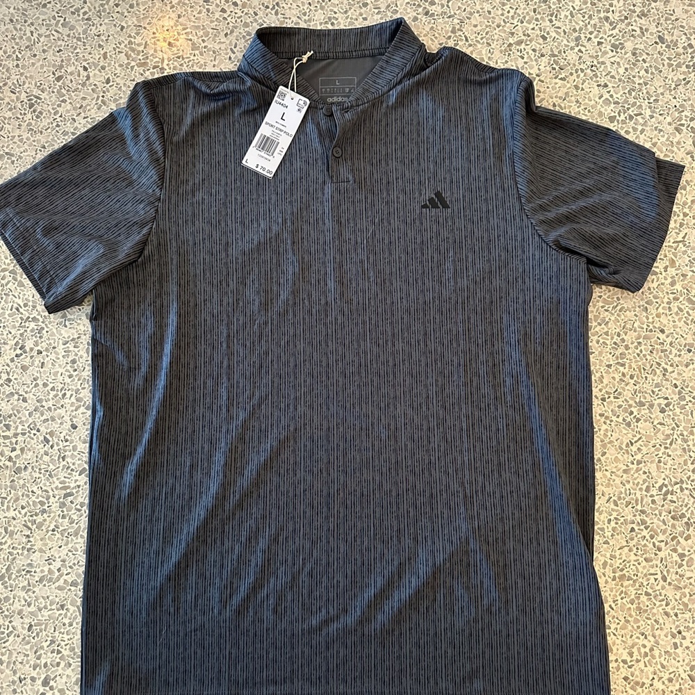 Adidas Men’s Charcoal Polo Shirt — Size Large — NWT